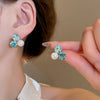 Silver Needle Glass Crystal Flower Earrings In Fresh Style With Electroplating For Women