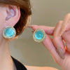 Silver Needle Glass Crystal Flower Earrings In Fresh Style With Electroplating For Women