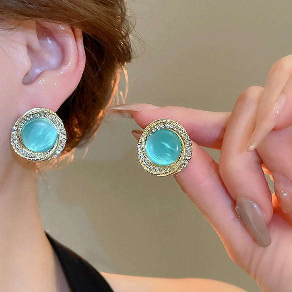 Silver Needle Glass Crystal Flower Earrings In Fresh Style With Electroplating For Women