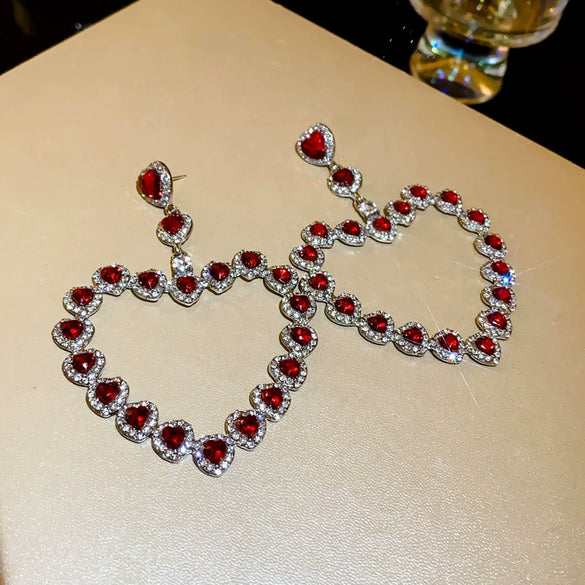 Silver Needle Imitation Pearl Double Loop Heart Shape Inlaid Love Earrings For Women Light Luxury Niche All Match Elegant High End Earrings