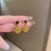 Silver Needle Imitation Pearl Double Loop Heart Shape Inlaid Love Earrings For Women Light Luxury Niche All Match Elegant High End Earrings