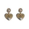 Silver Needle Imitation Pearl Double Loop Heart Shape Inlaid Love Earrings For Women Light Luxury Niche All Match Elegant High End Earrings