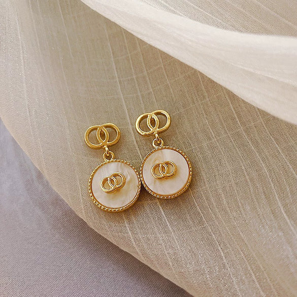 Silver Needle Imitation Pearl Double Loop Heart Shape Inlaid Love Earrings For Women Light Luxury Niche All Match Elegant High End Earrings