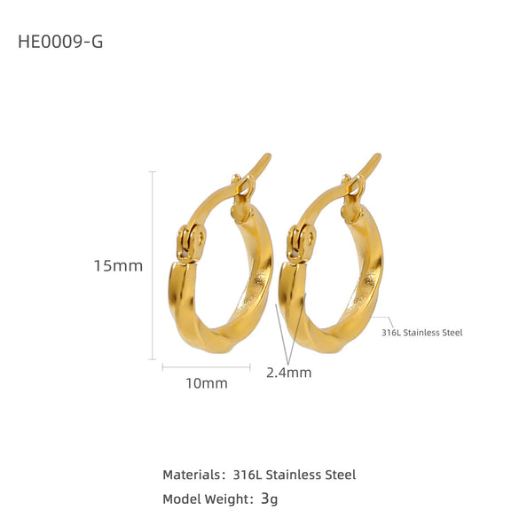 Silver Needle Light Circle Earrings Stainless Steel Large Circle Black Twist Electroplating For Women