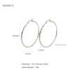 Silver Needle Light Circle Earrings Stainless Steel Large Circle Black Twist Electroplating For Women