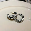 Silver Needle Metal Heart Plain Hoop Earrings Elegant Cold Style Electroplated For Women