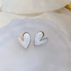 Silver Needle Metal Heart Plain Hoop Earrings Elegant Cold Style Electroplated For Women