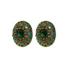 Silver Needle Oval Geometric Alloy Earrings With Emerald Diamond For Women Retro Light Luxury Elegant Style
