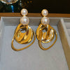 Silver Needle Pattern Oval Tassel Metal Earrings For Women With Electroplating Design