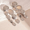 Silver Needle Pattern Oval Tassel Metal Earrings For Women With Electroplating Design