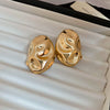 Silver Needle Pattern Oval Tassel Metal Earrings For Women With Electroplating Design