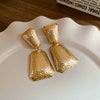 Silver Needle Pattern Oval Tassel Metal Earrings For Women With Electroplating Design