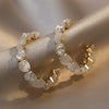 Silver Needle Real Gold Electroplated C Shaped Imitation Cat's Eye Diamond Earrings For Women