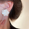 Silver Needle Real Gold Electroplated Geometric Heart Earrings With Mermaid Pearl And Flower Design For Women