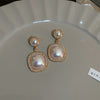 Silver Needle Real Gold Electroplated Geometric Heart Earrings With Mermaid Pearl And Flower Design For Women