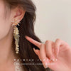 Silver Needle Zircon Flower Crystal Long Tassel Women's Earrings