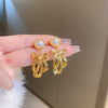 Silver Needle Zircon Pearl Earrings With Real Gold Plating Love Flower Tassel Heart Geometric Shape Fashion Style