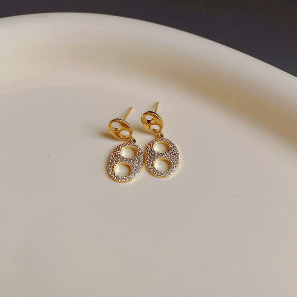 Silver Needle Zircon Pearl Earrings With Real Gold Plating Love Flower Tassel Heart Geometric Shape Fashion Style