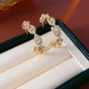 Silver Needle Zircon Pearl Earrings With Real Gold Plating Love Flower Tassel Heart Geometric Shape Fashion Style
