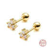 Silver 925 Niche Earrings With Flower Zircon And Geometric Design