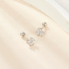 Silver 925 Niche Earrings With Flower Zircon And Geometric Design