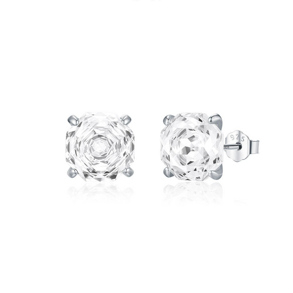 925 Silver Niche Romantic Rose Cut Flash Diamond Earrings With Flower Shape Set With Diamonds For Men And Women