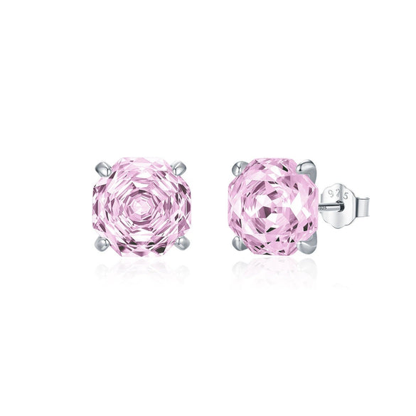925 Silver Niche Romantic Rose Cut Flash Diamond Earrings With Flower Shape Set With Diamonds For Men And Women
