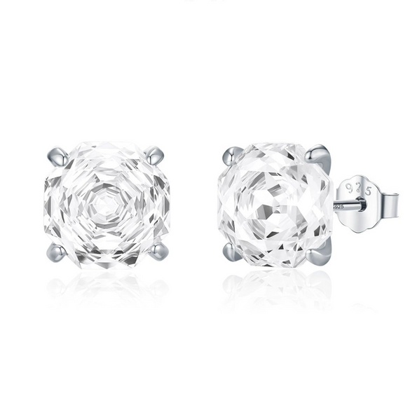 925 Silver Niche Romantic Rose Cut Flash Diamond Earrings With Flower Shape Set With Diamonds For Men And Women