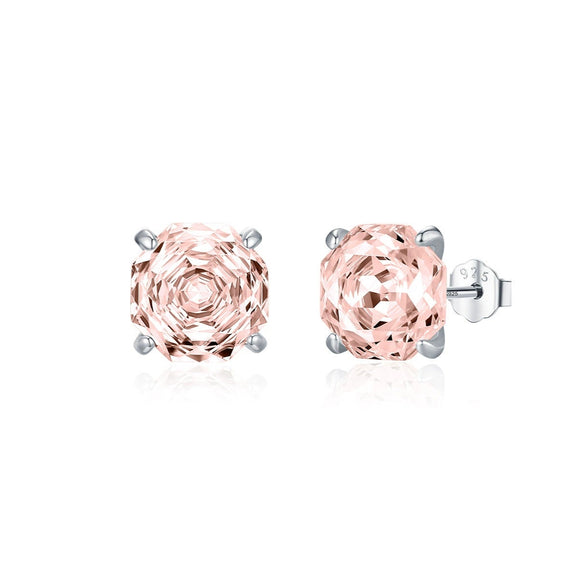 925 Silver Niche Romantic Rose Cut Flash Diamond Earrings With Flower Shape Set With Diamonds For Men And Women