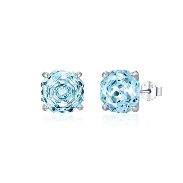 925 Silver Niche Romantic Rose Cut Flash Diamond Earrings With Flower Shape Set With Diamonds For Men And Women