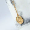 925 Silver O Chain Necklace For Women With Copper Baroque Sun Relief Round Geometric Pendant Electroplated Fashion Jewelry