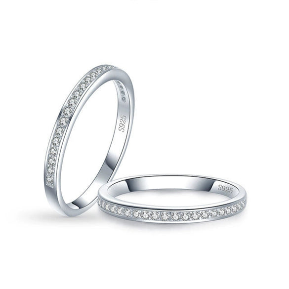 925 Silver Original Design Light Luxury Geometric Inlaid Zircon Stacked Ring For Women