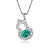 Silver Palaiba Emerald Gourd Necklace With Diamond And Zircon Light Luxury Style