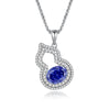 Silver Palaiba Emerald Gourd Necklace With Diamond And Zircon Light Luxury Style