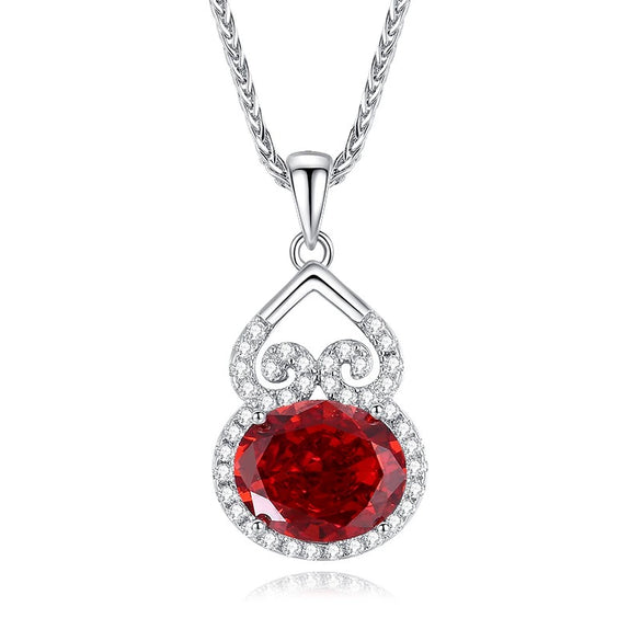 Silver Palaiba Emerald Gourd Necklace With Diamond And Zircon Light Luxury Style