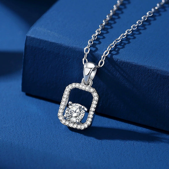 Silver 925 Perfume Bottle Moissanite Pendant Necklace For Women With Geometric Design And Cross Chain