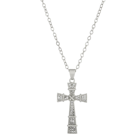 Silver Plated Alloy Jewelry Girls Sweater Chain Necklace With Geometric Cross Design And Electroplating Treatment