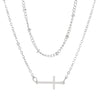 Silver Plated Alloy Jewelry Girls Sweater Chain Necklace With Geometric Cross Design And Electroplating Treatment
