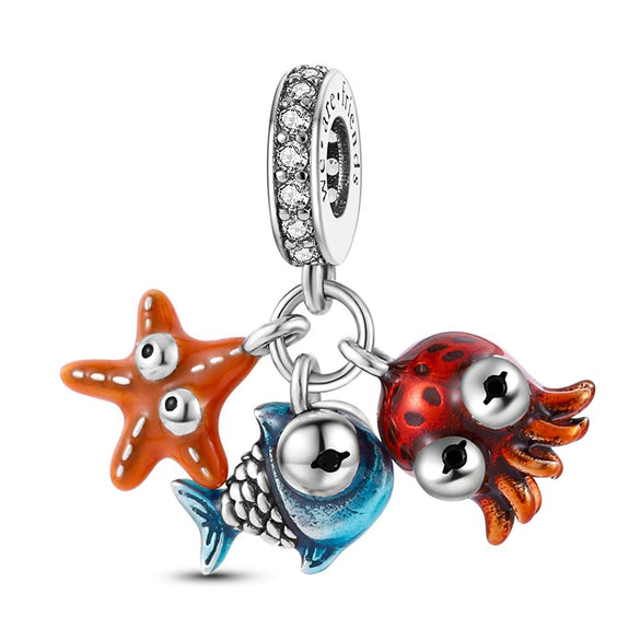 Silver Plated Beaded Accessories Animal Bracelet Necklace Pendant With Dripping Oil Design