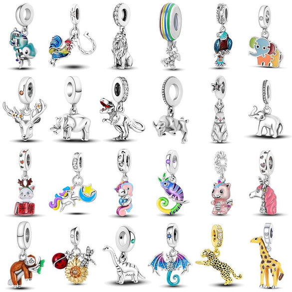 Silver Plated Beaded Accessories Animal Bracelet Necklace Pendant With Dripping Oil Design