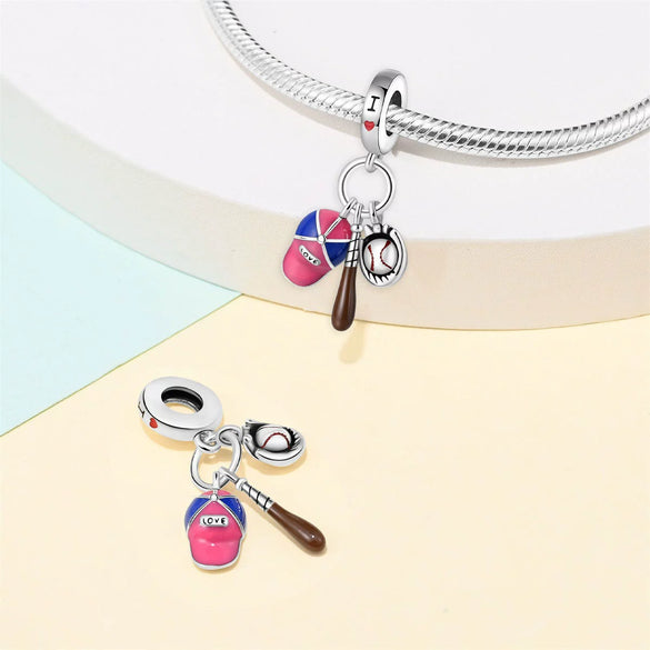 Silver Plated Charm Beads Football Pendant Diy Jewelry Accessories