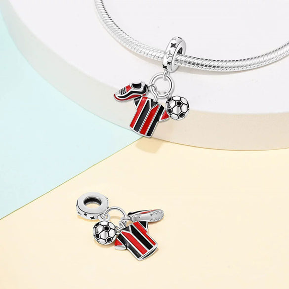 Silver Plated Charm Beads Football Pendant Diy Jewelry Accessories