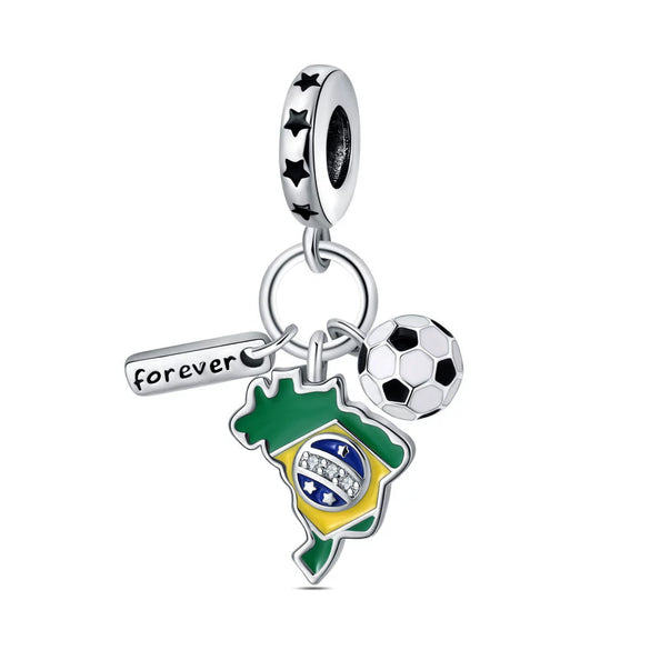 Silver Plated Charm Beads Football Pendant Diy Jewelry Accessories
