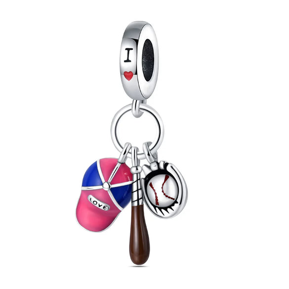 Silver Plated Charm Beads Football Pendant Diy Jewelry Accessories