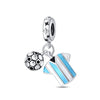 Silver Plated Charm Beads Football Pendant Diy Jewelry Accessories