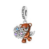 Silver Plated Diy Jewelry Beaded Accessories Bracelet With Cute Pet Rabbit Bear Pendant And Dripping Oil Design