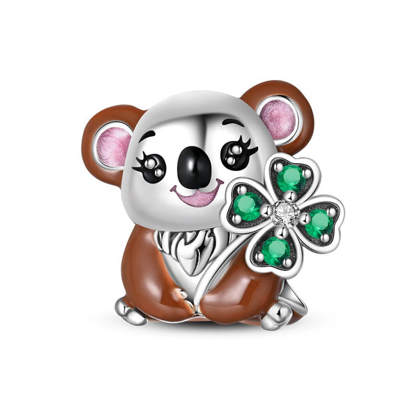 Silver Plated Diy Jewelry Beaded Accessories Bracelet With Cute Pet Rabbit Bear Pendant And Dripping Oil Design