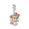 Silver Plated Diy Jewelry Beaded Accessories Bracelet With Cute Pet Rabbit Bear Pendant And Dripping Oil Design