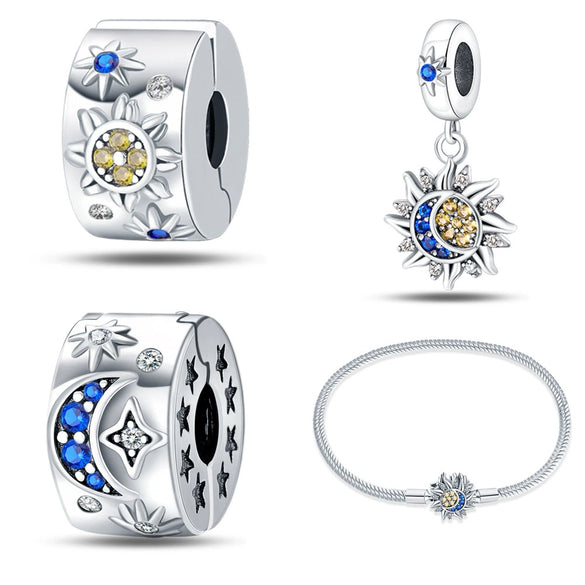 925 Silver Plated Jewelry Women's Niche High Grade Star Moon Pendant For Diy Bracelet And Necklace