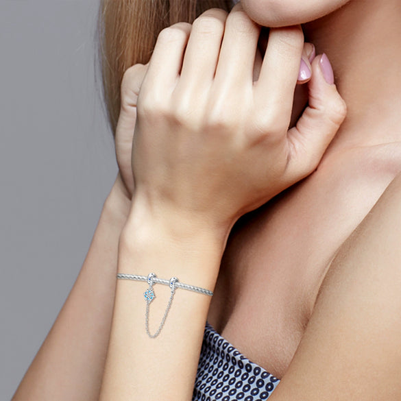 925 Silver Plated Luminous Safety Chain Bracelet With Dripping Oil Design